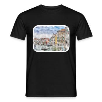 Italy Watercolor Sketch Hand Drawn Illustration - Men's T-Shirt - black - Front - AI Model Male 178 light (178cm)