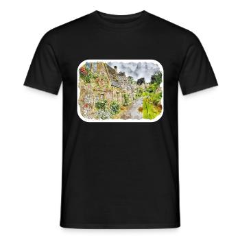Angleterre Royaume-Uni Aquarelle Esquisse Dessinée à la main Peinture - T-shirt homme - noir - Devant - AI Model Male 178 light (178cm)