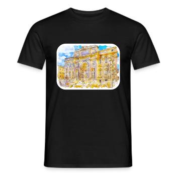 Rome Italie Croquis à l’aquarelle Peinture dessinée à la main - T-shirt homme - noir - Devant - AI Model Male 178 light (178cm)