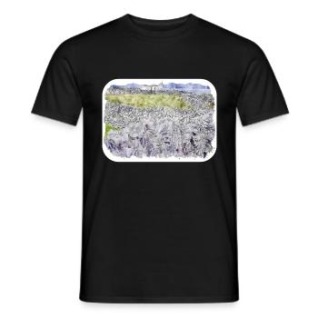 Irlande Royaume-Uni Aquarelle Esquisse Dessinée à la main Peinture - T-shirt homme - noir - Devant - AI Model Male 178 light (178cm)