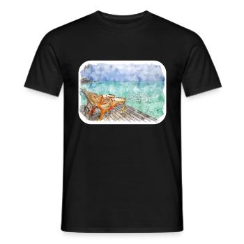 Maldives Watercolor Sketch Hand Drawn Illustration - Men's T-Shirt - black - Front - AI Model Male 178 light (178cm)