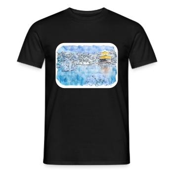 Japan Aquarellskizze Handgezeichnete Illustration - Männer T-Shirt - Schwarz - Vorne - AI Model Male 178 light (178cm)