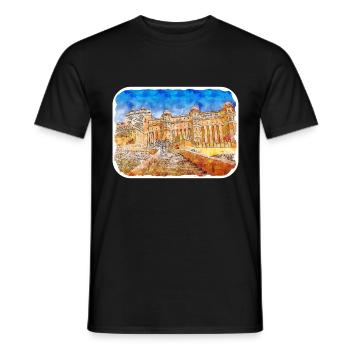 Jaipur Inde Aquarelle Esquisse Peinture Dessinée - T-shirt homme - noir - Devant - AI Model Male 178 light (178cm)