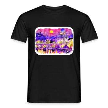 Rom Italien Aquarell Skizze Handgezeichnetes Gemälde - Männer T-Shirt - Schwarz - Vorne - AI Model Male 178 light (178cm)