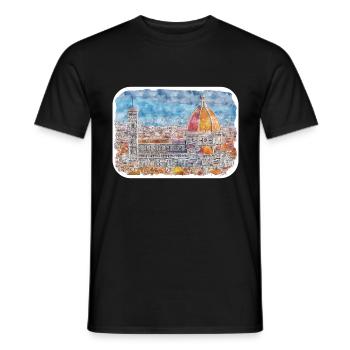 Florence Italie Aquarelle Esquisse Peinture Dessinée - T-shirt homme - noir - Devant - AI Model Male 178 light (178cm)
