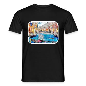 Italy Watercolor Sketch Hand Drawn Illustration - Men's T-Shirt - black - Front - AI Model Male 178 light (178cm)