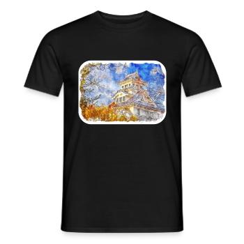 Japan Aquarellskizze Handgezeichnete Illustration - Männer T-Shirt - Schwarz - Vorne - AI Model Male 178 light (178cm)