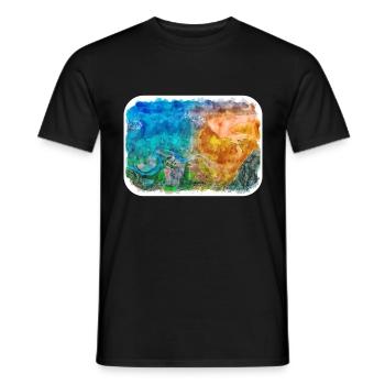 Norvège Aquarelle Esquisse Dessinée à la main Illustration - T-shirt homme - noir - Devant - AI Model Male 178 light (178cm)