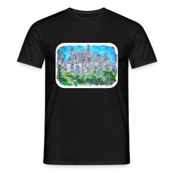England UK Watercolor Sketch Drawn Illustration - Men's T-Shirt - black - Front - AI Model Male 178 light (178cm)