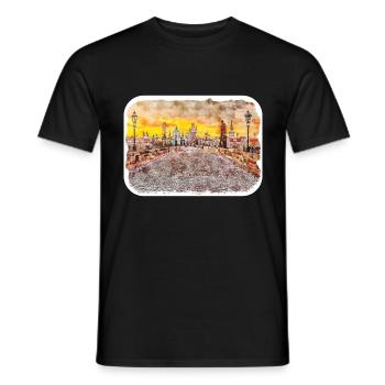Prager Tschechien Aquarellskizze - Männer T-Shirt - Schwarz - Vorne - AI Model Male 178 light (178cm)