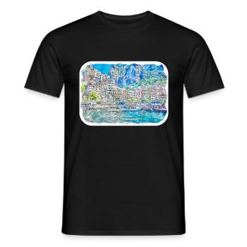 Italy Watercolor Sketch Hand Drawn Illustration - Men's T-Shirt - black - Front - AI Model Male 178 light (178cm)
