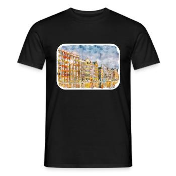 Niederlande Aquarell Skizze gezeichnete Illustration - Männer T-Shirt - Schwarz - Vorne - AI Model Male 178 light (178cm)
