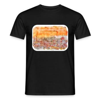 Florence Italie Aquarelle Esquisse Peinture Dessinée - T-shirt homme - noir - Devant - AI Model Male 178 light (178cm)