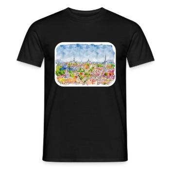 Tallinn Estonia Watercolor Sketch Drawn Illustrati - Men's T-Shirt - black - Front - AI Model Male 178 light (178cm)