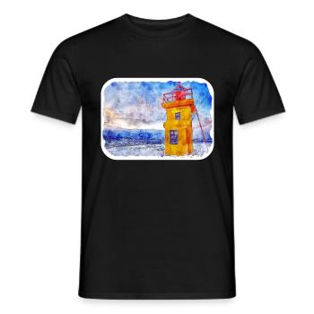 Island Aquarell Skizze Handgezeichnete Illustration - Männer T-Shirt - Schwarz - Vorne - AI Model Male 178 light (178cm)