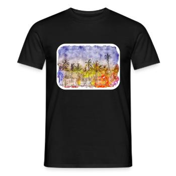 Florida USA Watercolor Sketch Drawn Illustration - Men's T-Shirt - black - Front - AI Model Male 178 light (178cm)
