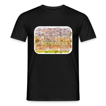 India Landmark Watercolor Sketch Paint Illustratio - Men's T-Shirt - black - Front - AI Model Male 178 light (178cm)