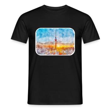 Berlin Allemagne Aquarelle Esquisse Dessinée Peinture - T-shirt homme - noir - Devant - AI Model Male 178 light (178cm)