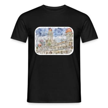 Malaisie Aquarelle Esquisse Dessinée à la Main Illustration - T-shirt homme - noir - Devant - AI Model Male 178 light (178cm)