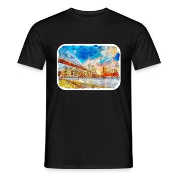 Dublin Irlande Royaume-Uni Aquarelle Sketch Illustration - T-shirt homme - noir - Devant - AI Model Male 178 light (178cm)