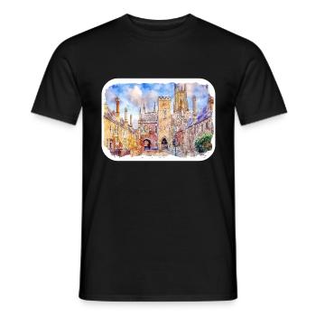 Uk Wahrzeichen Aquarell Skizze Gemälde Illustratio - Männer T-Shirt - Schwarz - Vorne - AI Model Male 178 light (178cm)