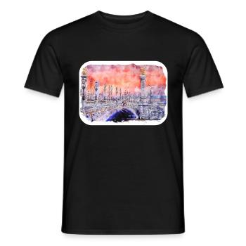Paris France Watercolor Sketch Draw Drawing - Men's T-Shirt - black - Front - AI Model Male 178 light (178cm)