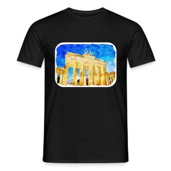 Allemagne Aquarelle Esquisse Dessinée à la main Illustration - T-shirt homme - noir - Devant - AI Model Male 178 light (178cm)