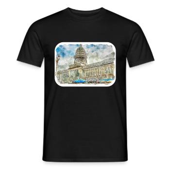 Habana Kuba Aquarell Skizze Gezeichnete Illustration - Männer T-Shirt - Schwarz - Vorne - AI Model Male 178 light (178cm)