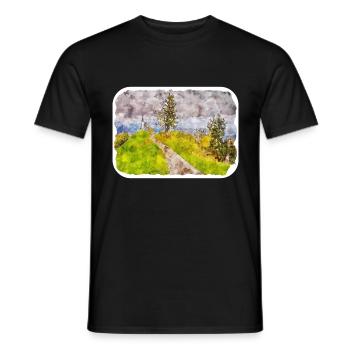 Illustration de l’esquisse à l’aquarelle de Slovénie - T-shirt homme - noir - Devant - AI Model Male 178 light (178cm)