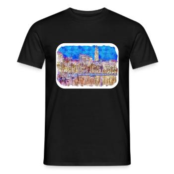 Kroatien Aquarellskizze Handgezeichnete Illustration - Männer T-Shirt - Schwarz - Vorne - AI Model Male 178 light (178cm)