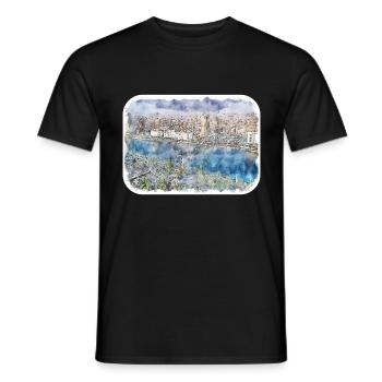 Cairo Egypt Watercolor Sketch Drawn Illustration - Men's T-Shirt - black - Front - AI Model Male 178 light (178cm)
