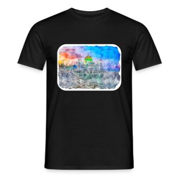 Malaisie Aquarelle Esquisse Dessinée à la Main Illustration - T-shirt homme - noir - Devant - AI Model Male 178 light (178cm)