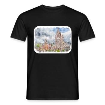 San Miguel De Allende Mexique Aquarelle Esquisse Dra - T-shirt homme - noir - Devant - AI Model Male 178 light (178cm)