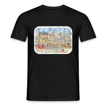 Spain Watercolor Sketch Hand Drawn Illustration - Men's T-Shirt - black - Front - AI Model Male 178 light (178cm)