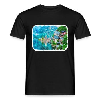 Autriche Aquarelle Esquisse Dessinée à la main Illustration - T-shirt homme - noir - Devant - AI Model Male 178 light (178cm)