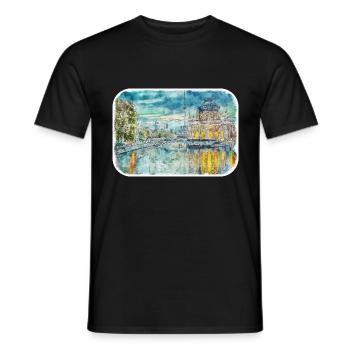 Berlin Allemagne Aquarelle Esquisse Dessinée Peinture - T-shirt homme - noir - Devant - AI Model Male 178 light (178cm)