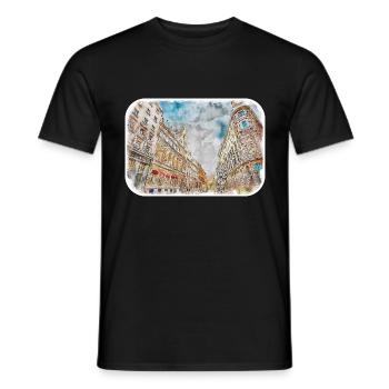 Barcelona Spanien Aquarellskizze Gezeichnete Zeichnung - Männer T-Shirt - Schwarz - Vorne - AI Model Male 178 light (178cm)