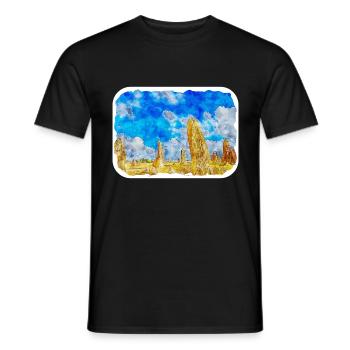 Australie Aquarelle Esquisse Dessinée à la Main Peinture - T-shirt homme - noir - Devant - AI Model Male 178 light (178cm)