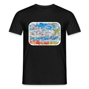 Canada Aquarelle Sketch Illustration dessinée à la main - T-shirt homme - noir - Devant - AI Model Male 178 light (178cm)