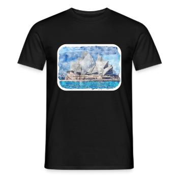 Australie Aquarelle Esquisse Dessinée à la Main Peinture - T-shirt homme - noir - Devant - AI Model Male 178 light (178cm)