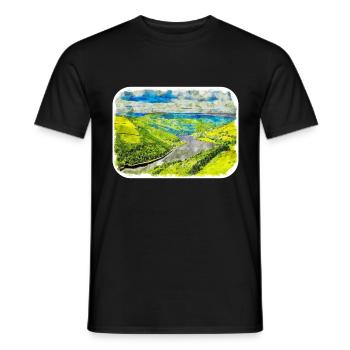 England UK Watercolor Sketch Painting Illustration - Men's T-Shirt - black - Front - AI Model Male 178 light (178cm)
