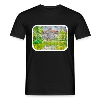 Allemagne Aquarelle Esquisse Dessinée à la main Illustration - T-shirt homme - noir - Devant - AI Model Male 178 light (178cm)