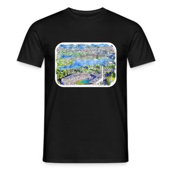 Helsinki Finnland Aquarell Skizze Illustration - Männer T-Shirt - Schwarz - Vorne - AI Model Male 178 light (178cm)