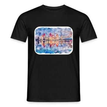 Illustration de l’esquisse à l’aquarelle de monument de Lituanie - T-shirt homme - noir - Devant - AI Model Male 178 light (178cm)