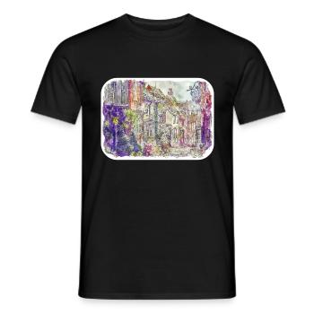England UK Aquarell Skizze Malerei Illustration - Männer T-Shirt - Schwarz - Vorne - AI Model Male 178 light (178cm)