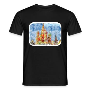 Moscou Russie Aquarelle Esquisse Dessin Dessiné - T-shirt homme - noir - Devant - AI Model Male 178 light (178cm)