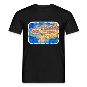 Dubrovnik Kroatien Aquarell Skizze Illustration - Männer T-Shirt - Schwarz - Vorne - AI Model Male 178 light (178cm)