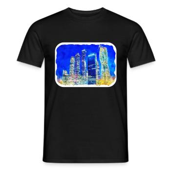Moscou Russie Aquarelle Esquisse Dessin Dessiné - T-shirt homme - noir - Devant - AI Model Male 178 light (178cm)
