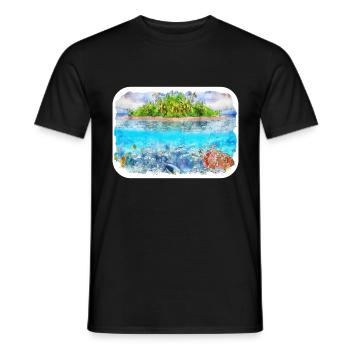 Maldives Watercolor Sketch Hand Drawn Illustration - Men's T-Shirt - black - Front - AI Model Male 178 light (178cm)