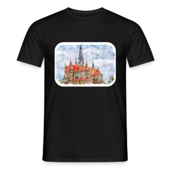 Allemagne Aquarelle Esquisse Dessinée à la main Illustration - T-shirt homme - noir - Devant - AI Model Male 178 light (178cm)